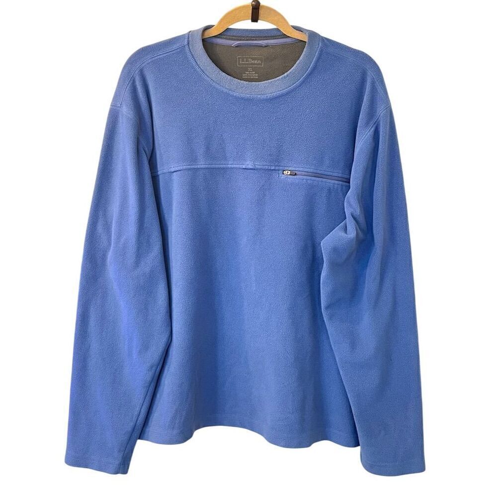 L.L. Bean Men's XL Blue Micro Fleece Pullover Sweater w/ Chest Pocket